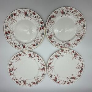 4 Minton Ancestral S-376 Bone China Dinner Plates Pink Teal Floral 10.5 in